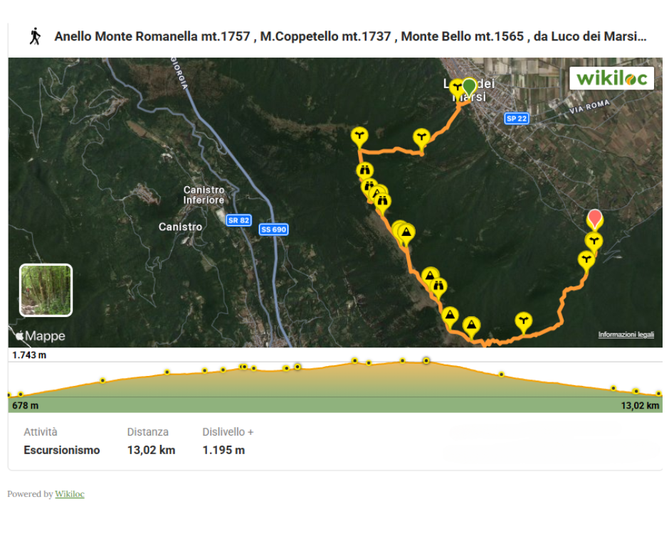 Anello Monte Romanella, M. Coppetello, Monte Bello, da Luco dei Marsi